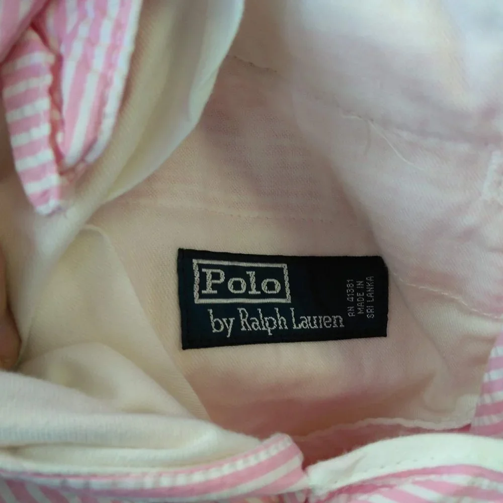 Polo Ralph Lauren pink striped seersucker shorts 38 flat front